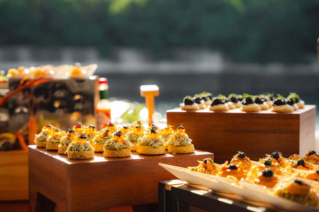 Premium yacht dining plated service on a Yacht Maison yacht in Singapore