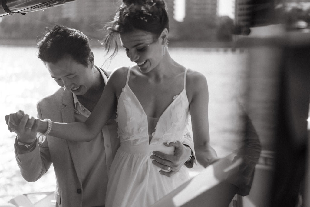 Grand wedding reception with banquet dining on a Yacht Maison yacht in Singapore