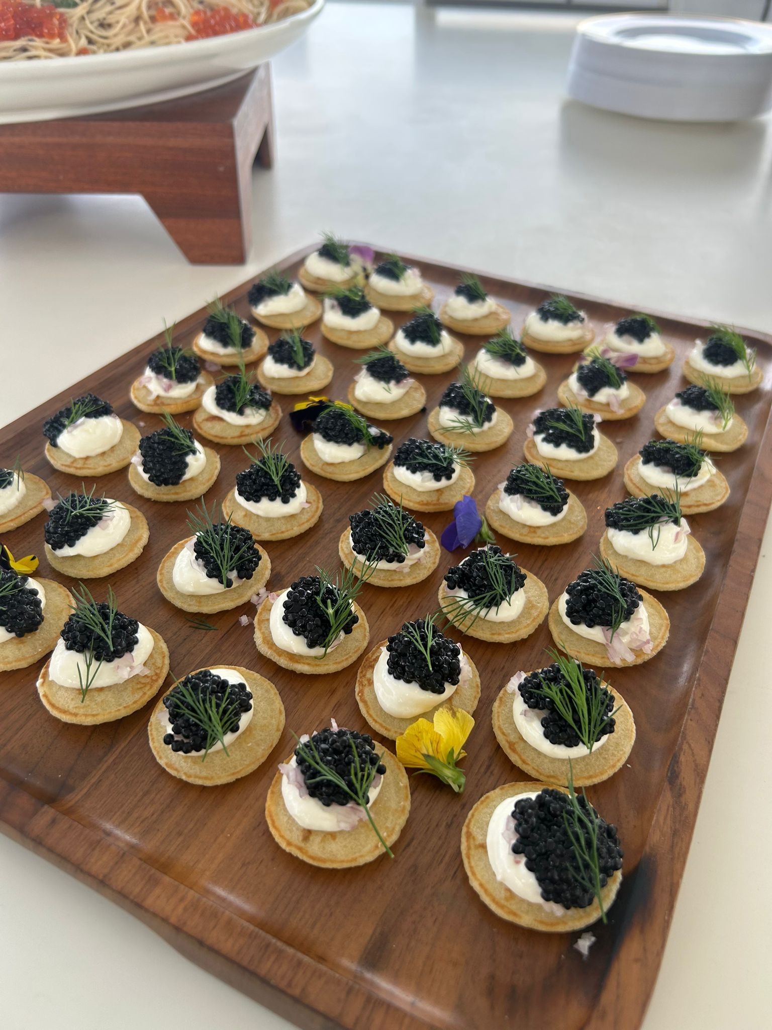 Canapes Oysters and BBQ Feast 40-pax three-station menu on a Yacht Maison yacht