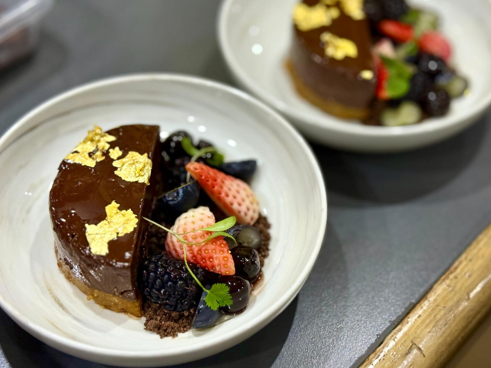 Two Hearts smoked chocolate terrine dessert menu for two with Yacht Maison